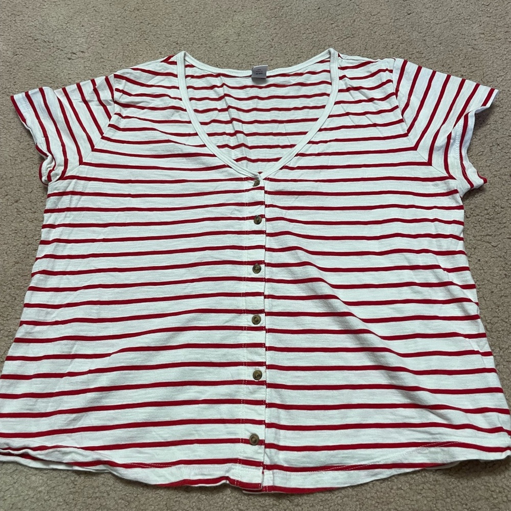 Old navy Striped Red and White Women's Top(size: L)